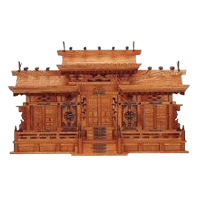 神棚・社 特製五社 (ケヤキ・マス組付)-株式会社永井銘木店