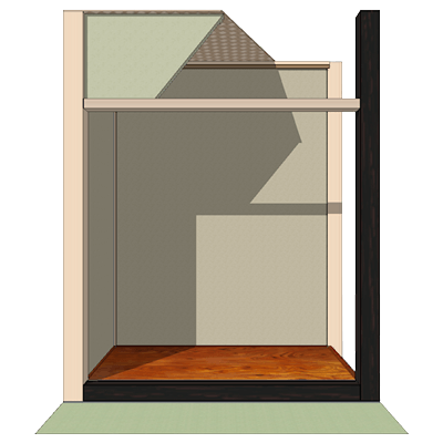 床の間材 床の間セット (段床セット) ケヤキ段床セット (黒檀框付) 6尺用-株式会社永井銘木店