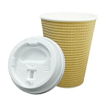 エンボスカップ 未晒し蓋セット 340ml 12oz 50組-サンナップ株式会社