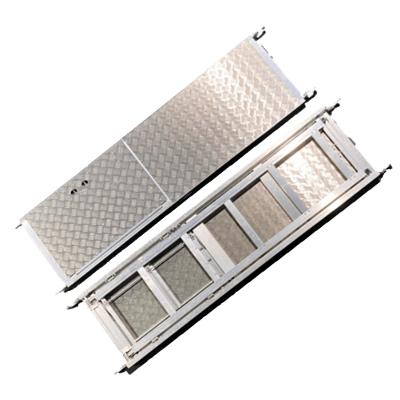 足場 アルミ製伸縮梯子付きハッチ式布板-中央ビルト工業株式会社