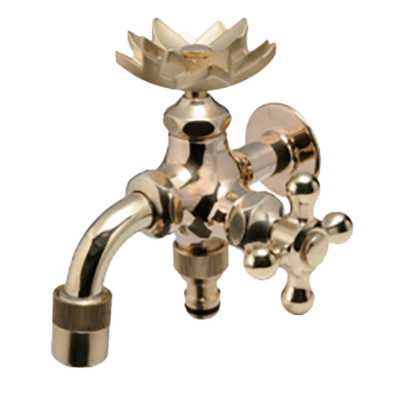 エクステリア ガーデン水栓 二口万能胴長水栓 (ハス)-株式会社北洋交易