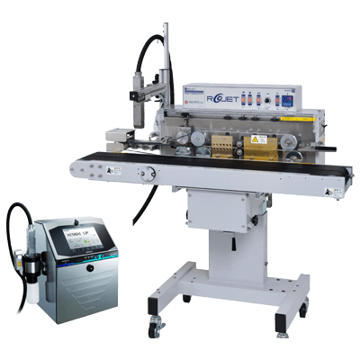 インクジェットプリンタ搭載 ロータリーヒートシール機 ROJET RH190×15-シール栄登株式会社
