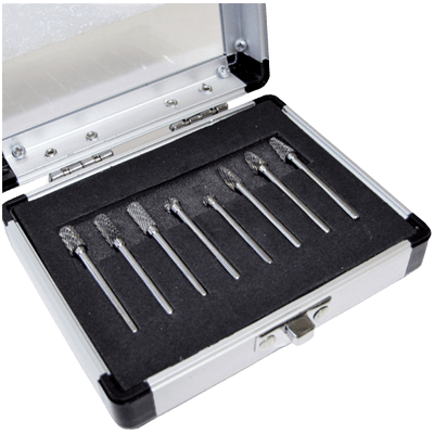 ストレートグラインダー用 (軸付) 研磨材 超硬カッター8本組 3mm-柳瀬株式会社