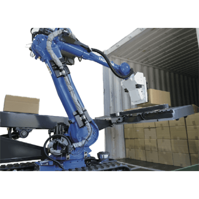 トラックターミナルの入出荷ソリューション トラッキュレータシリーズ バラ積荷用 全自動デバンダ (全自動荷降ろし装置)-株式会社メイキコウ