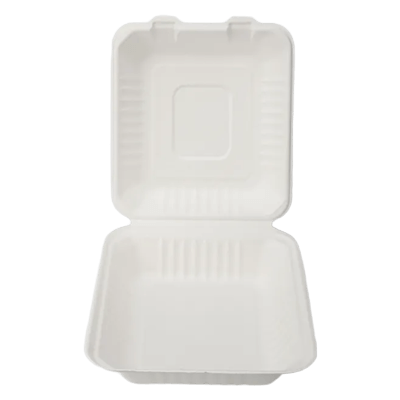 PFAS フリー 使い捨て生分解性食品容器 サトウキビ バガス パルプ パッケージ クラムシェル ランチボックス B036-GeoTegrityInternational
