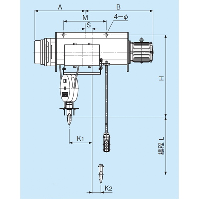S形インバータホイスト 普通形18m揚程インバータ・懸垂-株式会社神内電機製作所