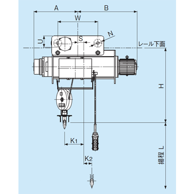 S形ホイストシリーズ 普通形18m揚程・電動横行-株式会社神内電機製作所