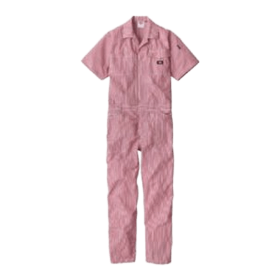 おしゃれなつなぎ コーコス信岡【CO-COS】 [春夏] Dickies ライト ストレッチ ヒッコリー半袖ツナギ D-7102-株式会社たまゆら