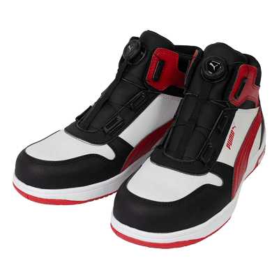 安全靴・作業靴 JSAA 認定品 PUMA SAFETY 63.212.0 Frontcourt Disc White&Red Mid-株式会社たまゆら