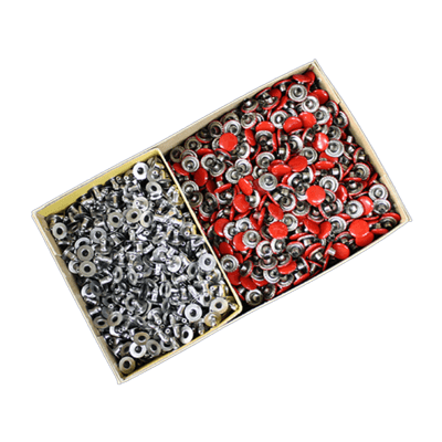 大カシメ 片面 短足レッド 1,000個入り-二宮金属株式会社