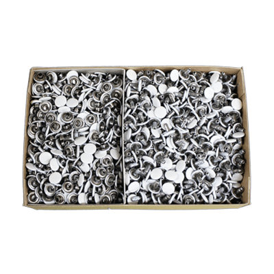 大カシメ 両面 並足 白 1,000個入り-二宮金属株式会社