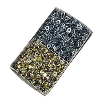 大カシメ 片面 並足 足長 ABK 真鍮色 1,000個セット-二宮金属株式会社