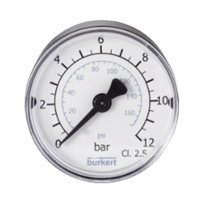 圧力計測 タイプ TAU001 - 背面または下部に装備するブルドン管圧力計-ビュルケルトジャパン株式会社
