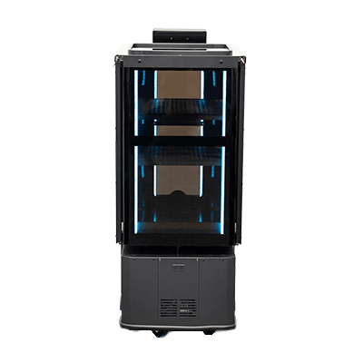 最大荷重50kg、高さ757mmの大容量配送ボックス装備の最新モデル AI SERVICE ROBOT AYUMI-エイム・テクノロジーズ株式会社