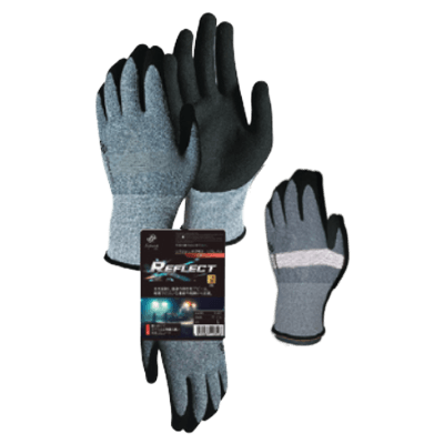 手袋 スベリ止付作業 ・包装用手袋 スベリ止付作業 ソフキャッチプラスリフレクト A-487-株式会社ホワイトマックス