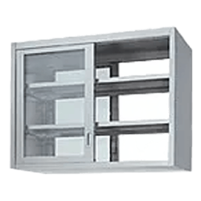 ステンレス保管庫 吊戸棚ガラス戸仕様 両面高さ900mmタイプ-ウチハシ