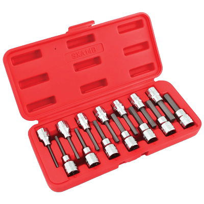 3/8"ドライブ インチ/メトリックヘックスドライバーセット 14Pc. SXA14B-マックメカニクスツールズ株式会社