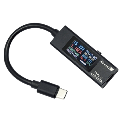 ルートアール 双方向・メタル筐体・多機能表示 USB Type-C 電圧・電流チェッカー (ケーブル付きモデル) RT-TC5VABK-浜田電機株式会社