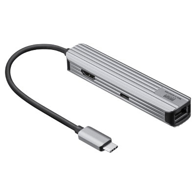 変換アダプタケーブル USB Type-Cマルチ変換アダプタ (HDMI＋LAN付・ケーブル15cm) USB-3TCHLP7S-浜田電機株式会社