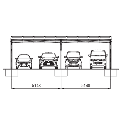太陽光架台・ソーラーカーポート POGERO-C 4台用-株式会社タカミヤ