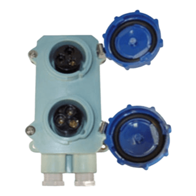船用レセプタクル 防水形レセプタクル 3Pスイッチ無 (IEC規格形) ×2連 青6h RI-2MM2-2-大阪電機工業株式会社