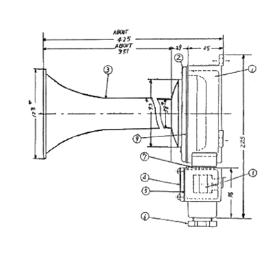 船舶用ホーンブザー 防水形ラッパ式ホーン付表示灯無形ホーンブザー3SHL形-大阪電機工業株式会社