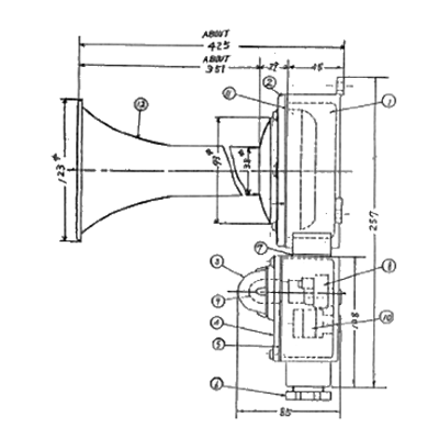 船舶用ホーンブザー 防水形ラッパ式ホーン付表示灯付形ホーンブザー3SLHL形-大阪電機工業株式会社