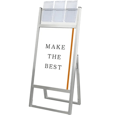 ポスタースタンド フラットオープンスタンド看板 パンフレットケース付-常磐精工株式会社