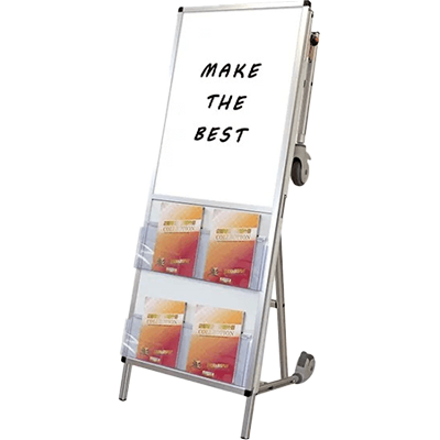 フェーズフリースタンド サポートサインニューストレッチャー ホワイトボード (下部カタログケース2段) SPS-NTANKA-WBKC-常磐精工株式会社