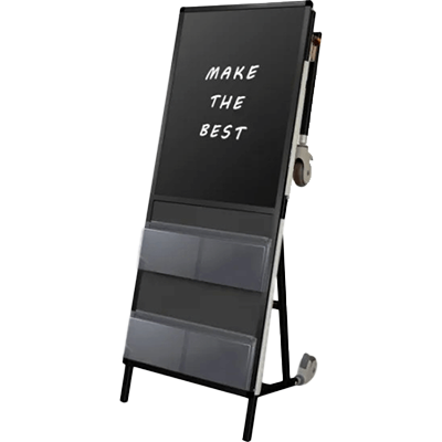 フェーズフリースタンド サポートサインニューストレッチャー ブラックボード (下部カタログケース2段) BSPS-NTANKA-BBKC-常磐精工株式会社