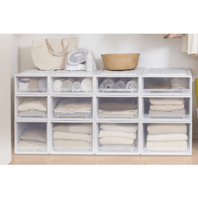 押入れ収納・クローゼット収納 フィッツケース 53 (ホワイトクリア)-オクムラ株式会社