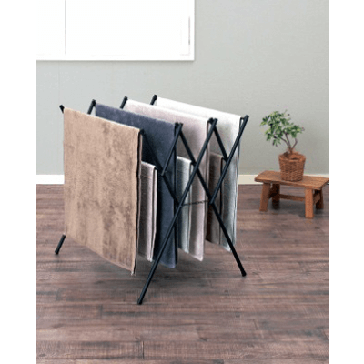 洗濯物干し ポーリッシュ ブラック物干し タオルスタンド PSBK-03-オクムラ株式会社