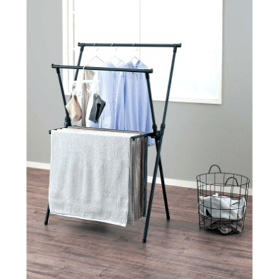 洗濯物干し ポーリッシュ ブラック物干し 室内物干しX型 PSBK-04-オクムラ株式会社