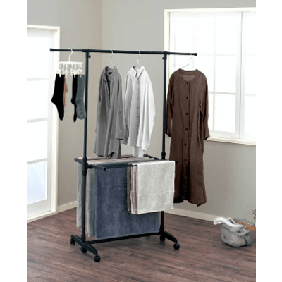 洗濯物干し ポーリッシュ ブラック物干し 伸縮室内物干しH型 PSBK-06-オクムラ株式会社