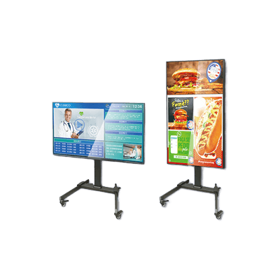 タッチコンテンツ作成ソフト付静電容量式 タッチパネルデジタルサイネージ＋高さ調節スタンドセット 43TC3S-工人舎デザイン株式会社