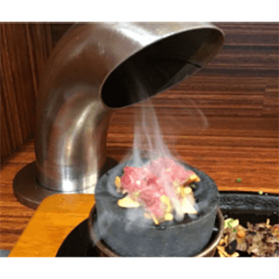 店舗デザインを活かし快適でクリーンな焼肉空間を演出する自社開発排煙システム スワンフード-株式会社イワモト