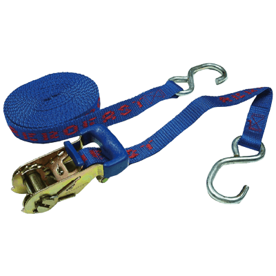 ガレージ・トランポ ラチェット式 タイダウンベルト ブルー AERO-004-株式会社ヤザワ