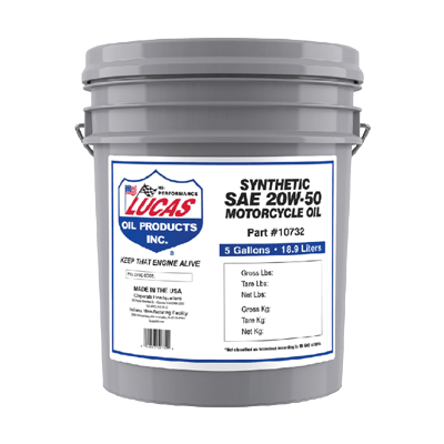 オイル モーターサイクル シンセティックオイル SAE20W50 5ガロン (18.9L) LU-10732-株式会社ヤザワ