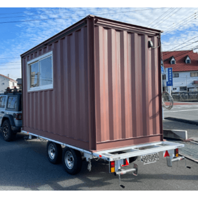 コンテナで作るあなただけのトレーラーハウス コンテナトレーラー コンテナハウスmini用オリジナルサイズトレーラー-株式会社コンテナワークス