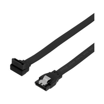 シリアルATA3ケーブルストレート 上L型コネクター ラッチなし 100cmブラック OWL-SATA3SLT100-BK-株式会社オウルテック