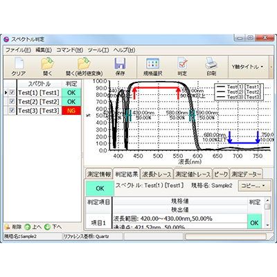 分光特性良否判定ソフト Spectrum Inspections-有限会社テックウェア