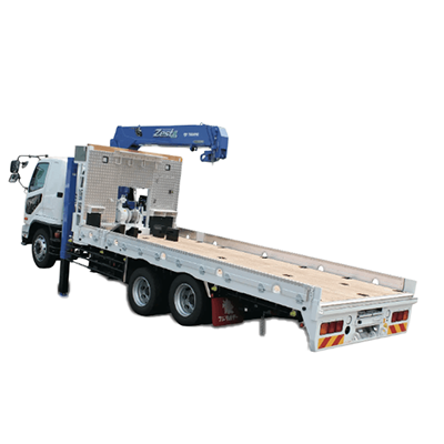 クレーン付スチールデッキ 3軸 GVW20ton車-フジタ自動車工業株式会社