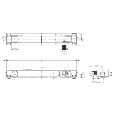 ホイストクレーン用サドル トップランニング形クレーンサドル 無軌条レールタイプ (ウレタンゴムホイル) TCU-20CN-株式会社神内電機製作所