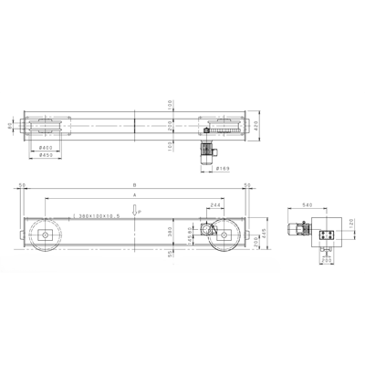 ホイストクレーン用サドル トップランニング形クレーンサドル 軌条レールタイプ TCS-40CN-株式会社神内電機製作所