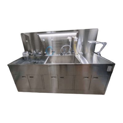中央滅菌材料室・中材 (サプライ) 関連製品 洗浄室用ステンレス製システムシンク 恒温槽付2槽システムシンク W2350-株式会社ケルン