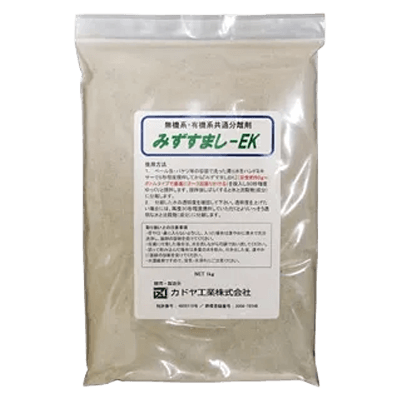 汚れ水を上澄み水と沈殿物に分離 無機系 有機系共通分離剤 みずすまし-EK 詰替え用 1kg/袋-カドヤ工業株式会社