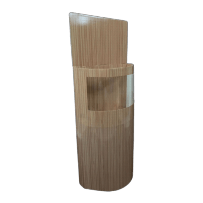 紙製什器 半円ジャンブル什器 (木目)-株式会社東海製作所