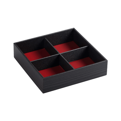 ケース売 折箱 PS 黒木目 7寸 十字仕切 861-株式会社日野折箱店