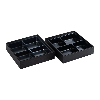 ケース売 折箱 PS 黒木目 会席膳 二段折 6788-株式会社日野折箱店