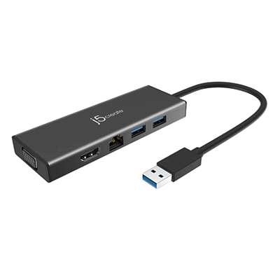 ドッキングステーション USB 3.0 デュアルモニター 5in1ミニドック (ブラック/シルバー) JUD323-j5create